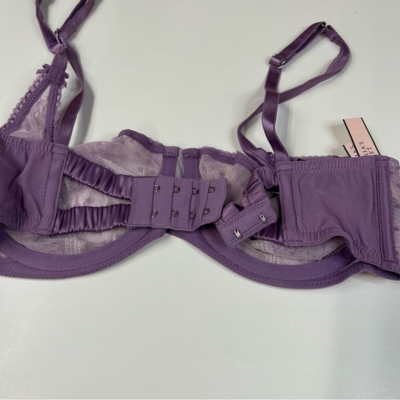 NEW Angels Victorias Secret 32DD Unlined Balconet Bra Purple Floral Lace #2159 - Picture 2 of 7